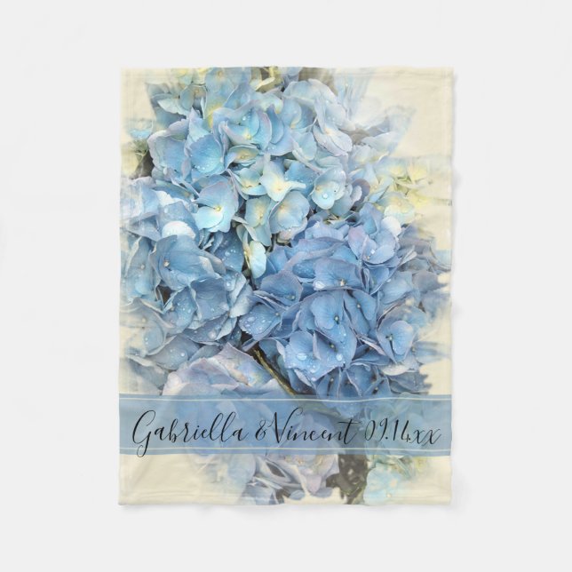 Blue Hydrangea Blume Wedding Fleecedecke (Vorderseite)