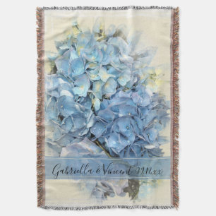Blue Hydrangea Blume Wedding Keepake Decke