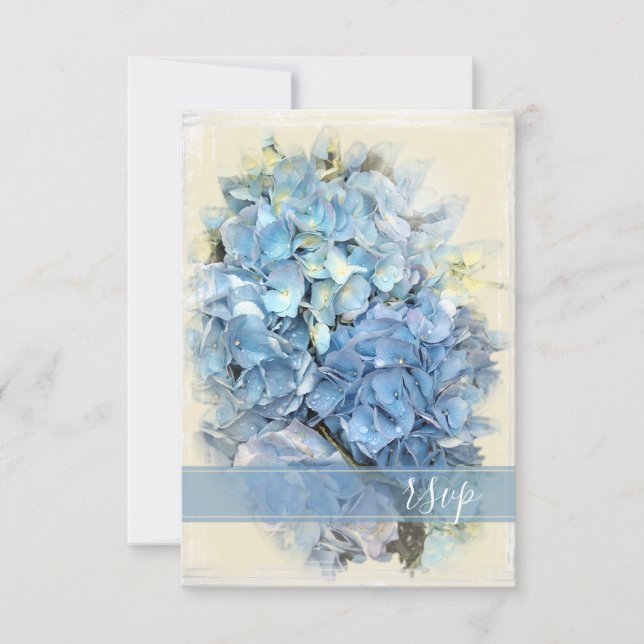 Blue Hydrangea Blume Wedding RSVP (Vorderseite)