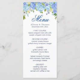 Blue Hydrangea Blumengrün Hochzeitskarte Menükarte