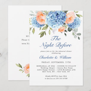 Blue Hydrangea Blush Pink Roses Probe Dinner Einladung
