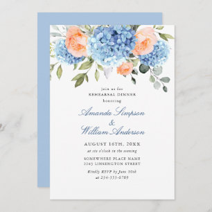 Blue Hydrangea Blush Pink Roses Probe Dinner Einladung