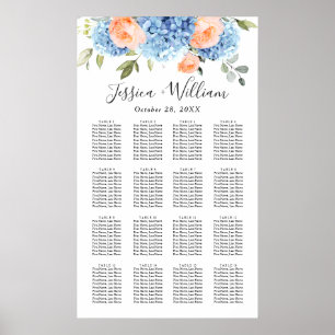 Blue Hydrangea Blush Rose 16 Tables SITZENSTRECKE Poster