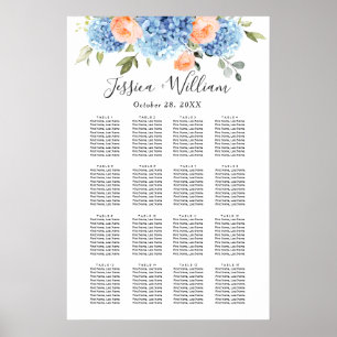 Blue Hydrangea Blush Rose 16 Tables SITZENSTRECKE Poster