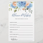 Blue Hydrangea Blush Rose Ratschläge & Wünsche Kar<br><div class="desc">Personalisieren Sie mit der Braut zu sein Name und Datum der Dusche. Für weitere Anpassungen klicken Sie bitte auf den Link "Weiter anpassen". Wenn Sie Hilfe benötigen,  kontaktieren Sie mich bitte.</div>