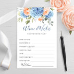 Blue Hydrangea Blush Rose Ratschläge & Wünsche Kar<br><div class="desc">Personalisieren Sie mit der Braut zu sein Name und Datum der Dusche. Für weitere Anpassungen klicken Sie bitte auf "Diese Vorlage personalisieren", dann auf "Bearbeiten mit dem Entwurfswerkzeug". Stilvoll bearbeitbare Vorlagen, die leicht zu benutzen sind, weitere Artikel im Laden verfügbar (Einladungen, uAwg, Dankeschön-Karten, Schreibwaren & Dekor). Wenn Sie Hilfe oder...</div>