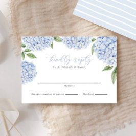 Blue Hydrangea Border Classic Wedding Reply RSVP Karte
