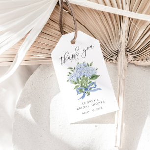 Blue Hydrangea Bouquet Blue Ribbon Brautparty Geschenkanhänger