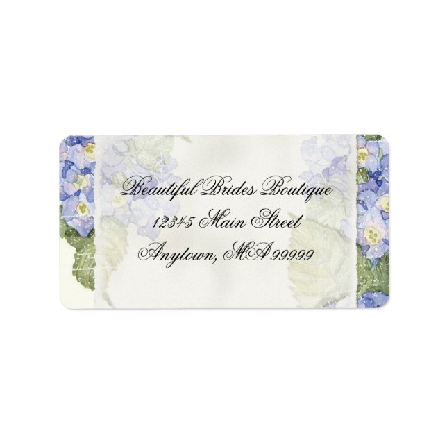 Blue Hydrangea Bracket florale feierliche Hochzeit Adressaufkleber (Vorne)
