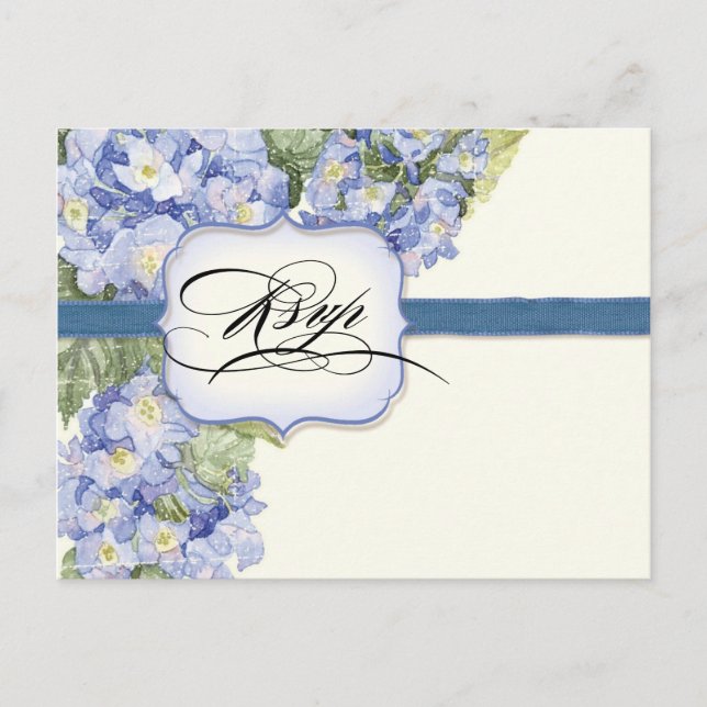 Blue Hydrangea Bracket florale feierliche Hochzeit Einladungspostkarte (Vorderseite)