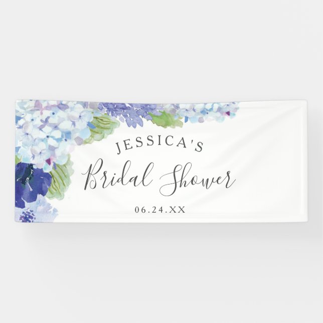 Blue Hydrangea Brautparty Banner (Horizontal)