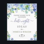 Blue Hydrangea Brautparty Date Night Idea Card<br><div class="desc">Blue Hydrangea Brautparty Date Night Idea Card. Für weitere Anpassungen klicken Sie bitte auf den Link "Weiter anpassen". Wenn Sie Hilfe benötigen,  kontaktieren Sie mich bitte.</div>