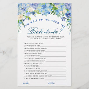 Blue Hydrangea Brautparty Game