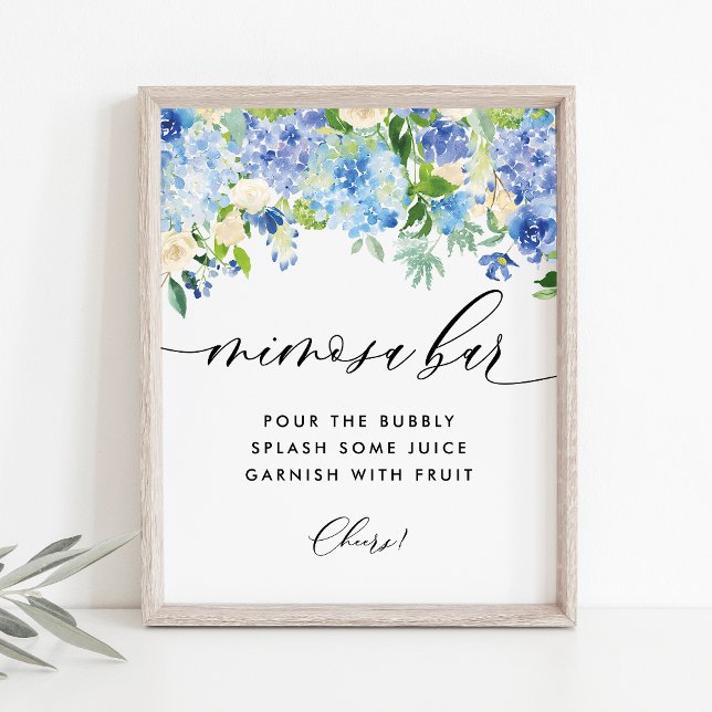Blue Hydrangea Brautparty Mimosa Bar Poster (Von Creator hochgeladen)