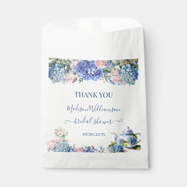 Blue Hydrangea Brautparty Tee Vielen Dank Geschenktütchen (Vorderseite)
