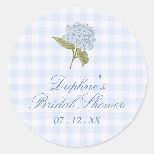 Blue Hydrangea Bridal Shower Sticker (Vorderseite)