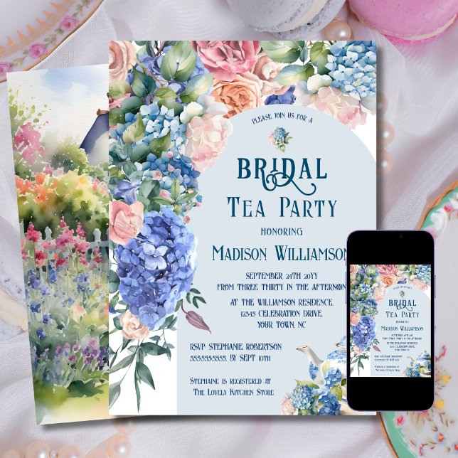 Blue Hydrangea Bridal Tea Party Einladung (Von Creator hochgeladen)