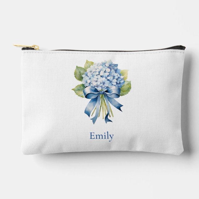 Blue Hydrangea Bridesmaid Kosmetik Zubehörtasche (Vorderseite)