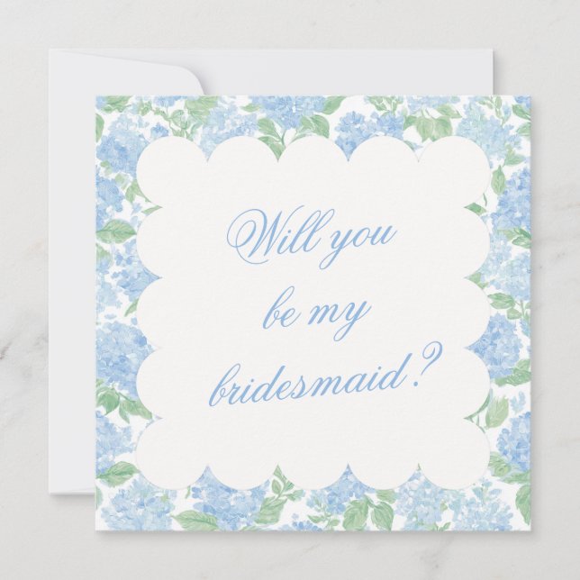Blue Hydrangea Bridesmaid Proposal Card (Vorderseite)