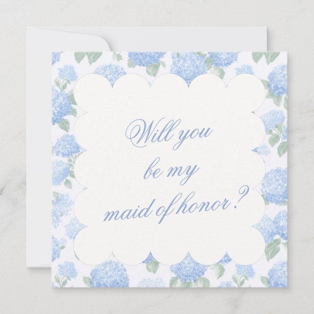 Blue Hydrangea Bridesmaid Proposal Card (Vorderseite)