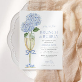 Blue Hydrangea Brunch und Bubbly Serif Champagne Einladung