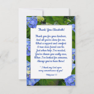 Blue Hydrangea Christlich Friend Custom Text Dankeskarte