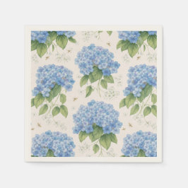 Blue Hydrangea Cocktail Napkins | Elegant Coastal Serviette