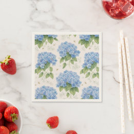 Blue Hydrangea Cocktail Napkins | Elegant Coastal Serviette