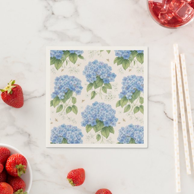 Blue Hydrangea Cocktail Napkins | Elegant Coastal  Serviette (Beispiel)