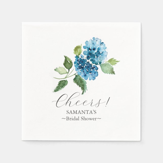 Blue Hydrangea Cocktail Napkins Serviette (Vorderseite)