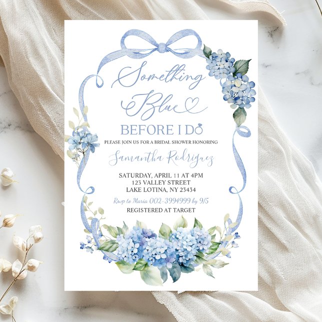 Blue Hydrangea Coquette Something Blue Bridal Einladung (Von Creator hochgeladen)