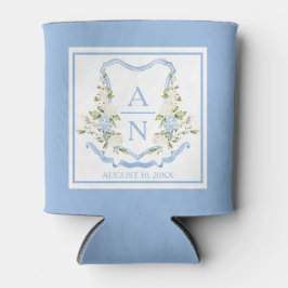 Blue Hydrangea Crest Monogram Can Holder Dosenkühler
