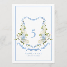 Blue Hydrangea Crest Monogram Card Einladung