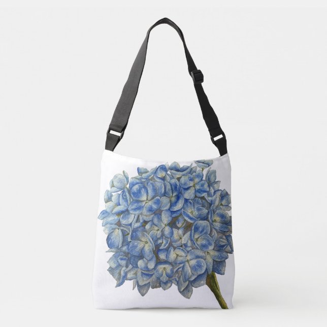 Blue Hydrangea Crossbody Tasche  (Vorderseite)