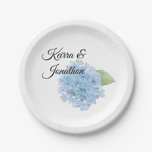 Blue Hydrangea Custom Plate Pappteller (Vorderseite)