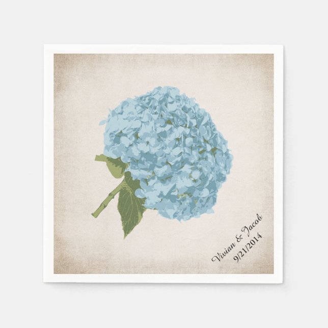 Blue Hydrangea Custom Wedding Napkins Serviette (Vorderseite)