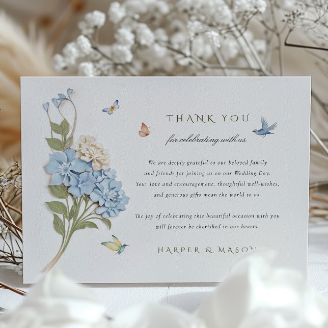 Blue Hydrangea Dankeschön Card Begleitkarte (Von Creator hochgeladen)