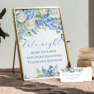 Blue Hydrangea Date Night Jar Ideas Wedding Sign Poster