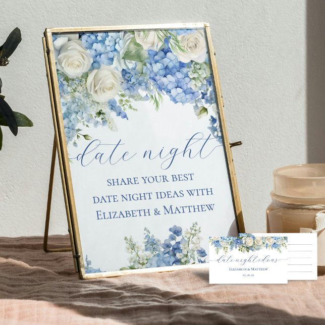 Blue Hydrangea Date Night Jar Ideas Wedding Sign Poster (Von Creator hochgeladen)