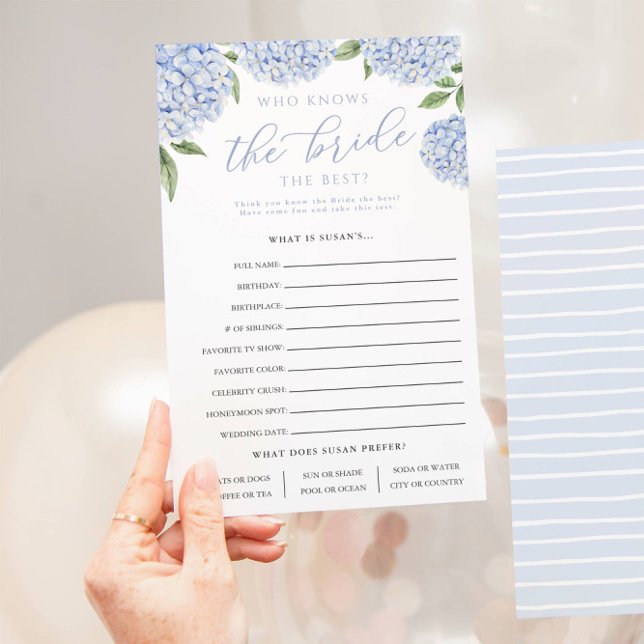 Blue Hydrangea, die die Bride Paper Game Card kenn Flyer (Von Creator hochgeladen)