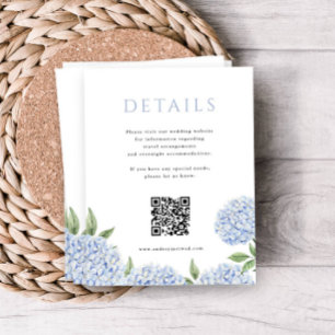 Blue Hydrangea Einfache Detail QR Code Begleitkarte