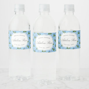 Blue Hydrangea Elegantes Brautparty Wasserflaschenetikett