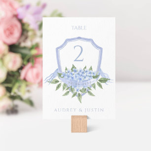 Blue Hydrangea Elegantes Hochzeitshochzeitsgetränk Tischnummer