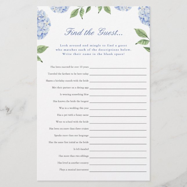 Blue Hydrangea Finden Sie die Game Paper Card Flyer (Vorne)