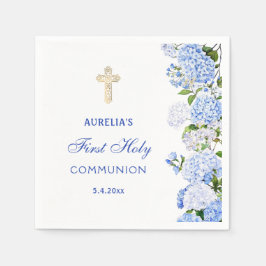 Blue Hydrangea First Communion Serviette