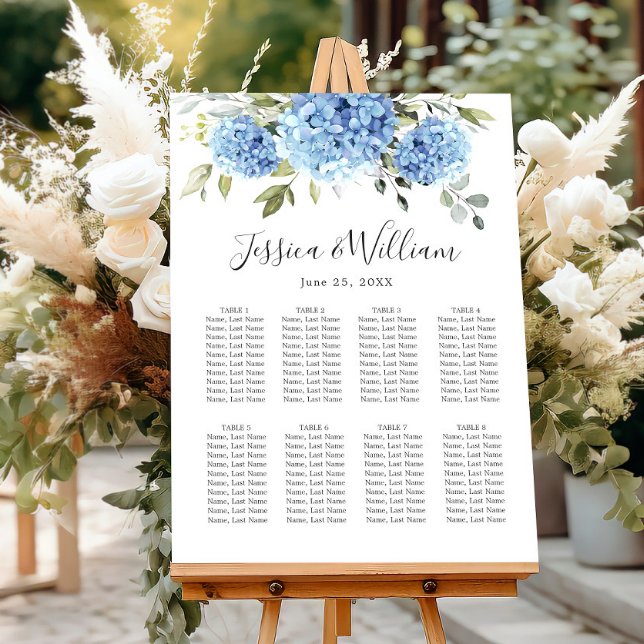Blue Hydrangea Floral 8 Tables SITZENSTRUKTUR Poster (Von Creator hochgeladen)