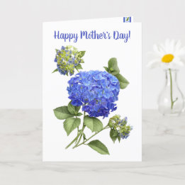 Blue Hydrangea Floral Art Muttertag Karte