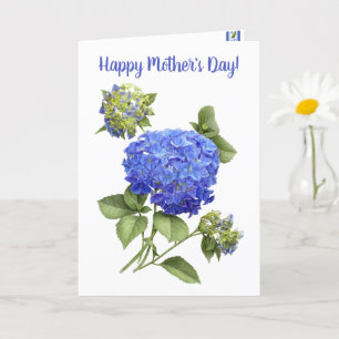 Blue Hydrangea Floral Art Muttertag Karte