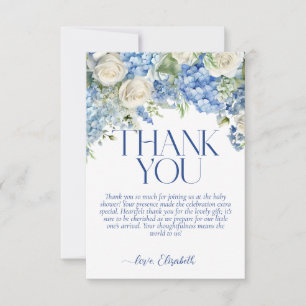 Blue Hydrangea Floral Baby Dusche Danke Karte