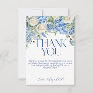 Blue Hydrangea Floral Brautparty Danke Karte